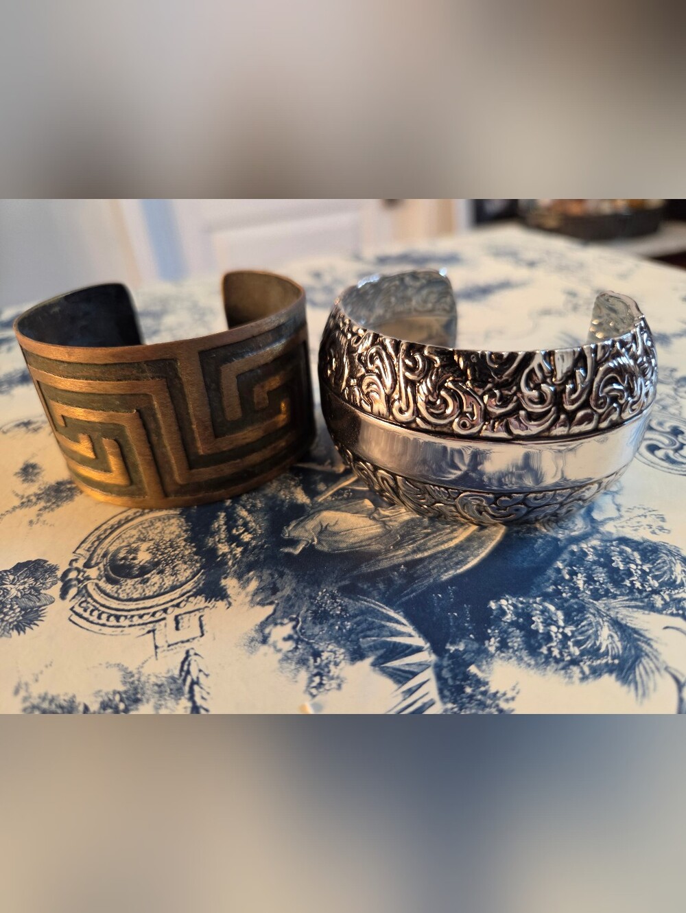 Handcrafted Metal Cuff Bracelets - Silver and Bronze